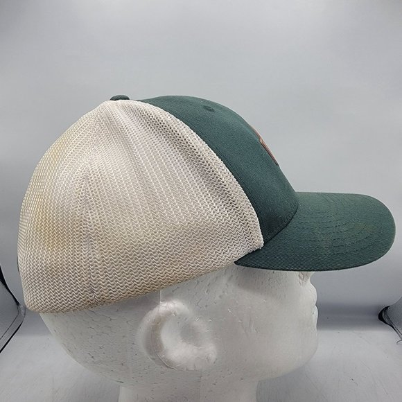 Columbia Green White Hat Cap Adults Large XL Leather Patch Logo Casual Comfort - Picture 4 of 9